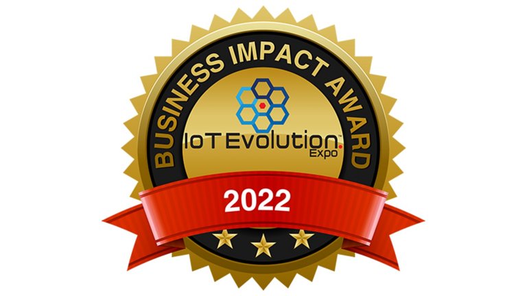 2022 年 IoT Evolution 博览会业务影响力奖徽标图解